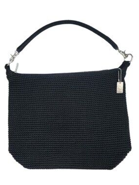 LINA Black Lined Crochet Bag With Purse Charm